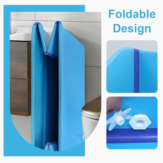 Portable Bathtub for Adults 39 Inch Large Folding Bathtub SPA Soaking Standing Collapsible Tub Soaking Hot SPA and Ice Bath Tub (Blue)
