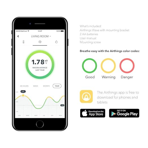 Airthings 2950 Wave Radon – Smart radon detector with humidity and temperature gauge. Accurate and user-friendly, wireless
