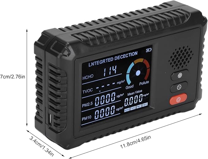 Air Quality Monitor Indoor Outdoor Air Quality Detector Portable Measures CO2 TVOC HCHO, Monitors Dust, Smoke, PM 2.5 Air Pollution, for Home Office, Reduce Your Exposure to Air