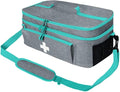 Boczif First Aid Kit, First Aid Storage Carry Bag, Pill Bottle Organizer for Emergency Trauma Medical Kits Supplies Waterproof, Ideal for Home, Travel, Outdoor, Camping (Grey with shoulder strap)