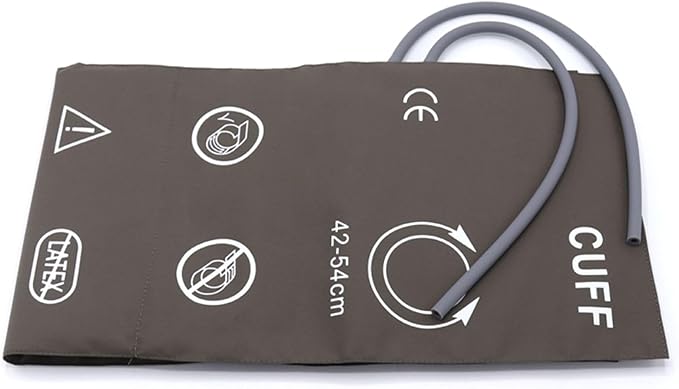 Blood Pressure Cuff with Dual Tubes for Thigh 42-54 cm, Reusable PU Brown Replacement Blood Pressure Cuff, No BP Connector