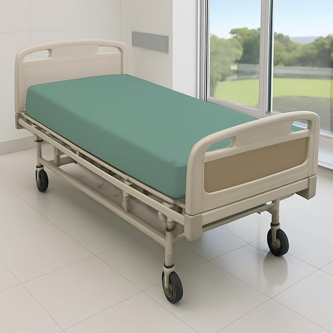 6 Pack Fitted Hospital Bed Sheets - Soft Microfiber Hospital Fitted Sheet - Hospital Bed Fitted Sheets (Aqua Green, 36" x 84" x 12")