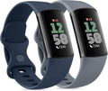 2 Pack Bands for Fitbit Charge 6 Bands Women Men, Classic Soft Straps Replacement Sport Wristbands for Fitbit Charge 5 Fitness & Health Tracker