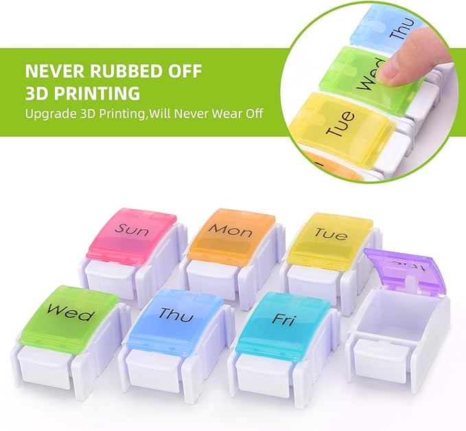 Detachable Pill Organizer,Weekly Pill Box 1 Time a Day,Large Daily Pill Case for Pills/Vitamin/Fish Oil/Supplements(Rainbow)