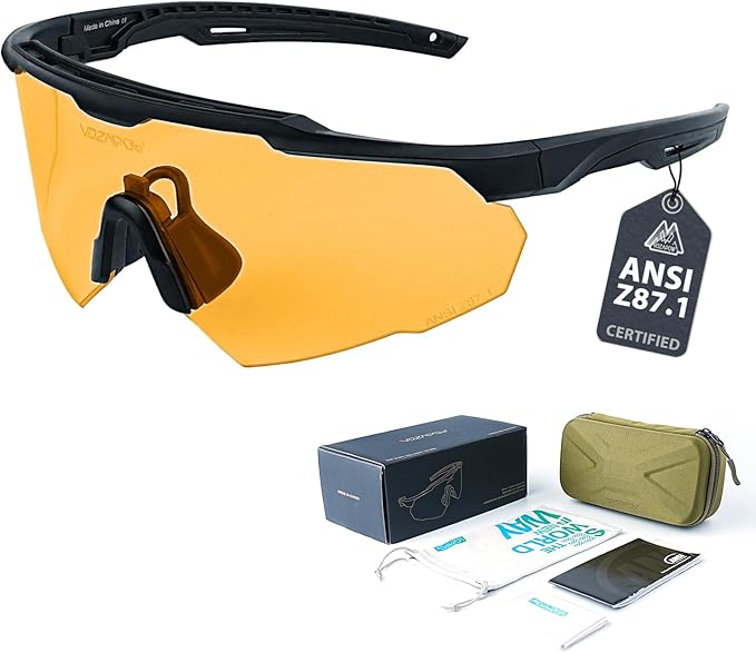 Shooting Glasses Anti Fog with High Definition Lenses, ANSI Z87.1 Certified Tactical Safety Glasses for Men Women