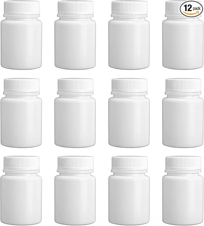 Elandy 12PCS Plastic Round Container Bottles Storage Holder Dispenser Holder Organizer(White) (150ml)