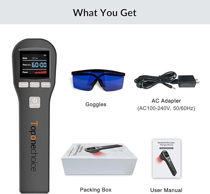 Red Light Therapy Device - 4x808nm+16x650nm Near Infrared Light Therapy for Joint Muscle Pain Relief, Handheld Infrared Therapy for Body, Knee, Shoulder, Back, Dog, Cat, Black