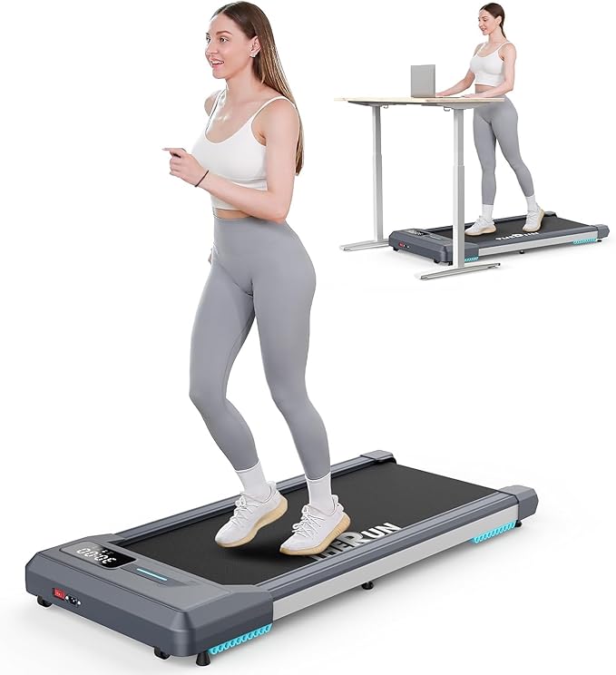 THERUN Walking Pad Under Desk, Portable Mini Treadmill for Home/Office, 2.5HP Jogging Machine with 300 lbs Weight Capacity, Remote Control, LED Display