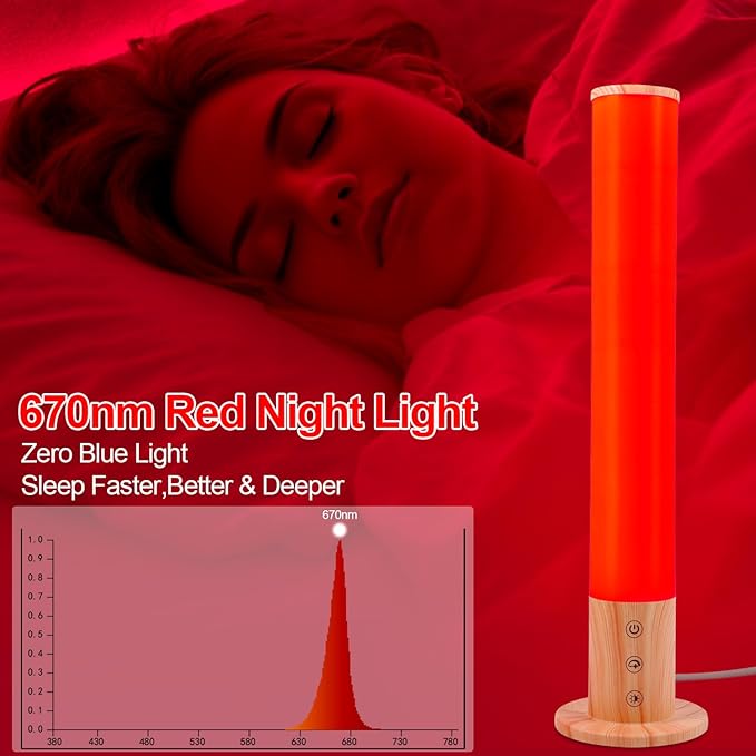 Light Therapy Lamp - 10000 Lux Full Spectrum Sun Lamp, 3 Color Temperatures & 670nm Red Light, Touch/Remote Control, Stepless Dimming, USB Charging, GlowPillar Sunlight Lamp for Home Office