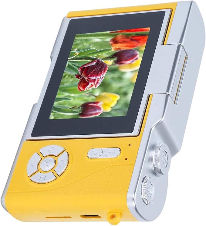 48MP Digital Camera, 1080P Video Camera, 8X Zoom, 2.4 Inch HD Flip Screen, LED Fill Light, Long Battery Life, with Multiple Functions for Entertaining Photography (Yellow)