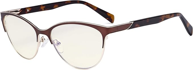 Eyekepper Ladies Cateye Blue Light Filter Glasses - Digital Eyegalsses Blocking Computer Screen UV Rays - Anti Glare Filter Reduce Eye Strain - Brown