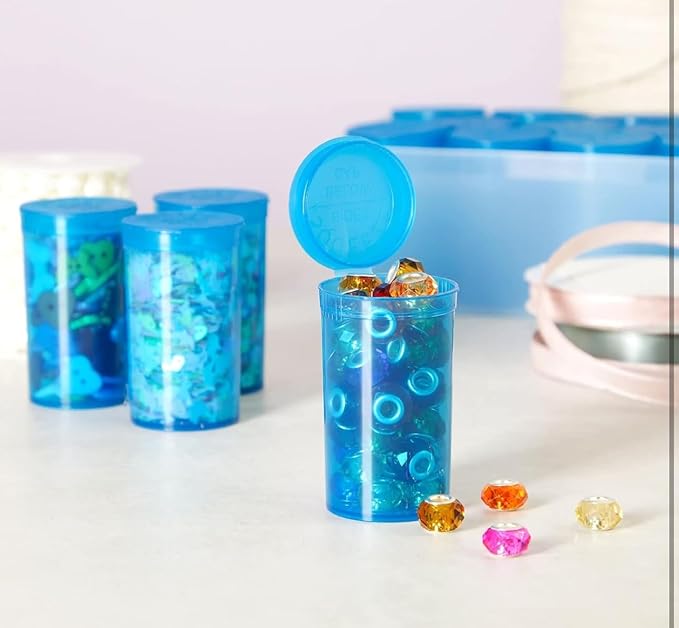 100Pcs Empty Pill Bottles with Caps, 13 Dram Empty Prescription Vial, Waterproof Airtight Joint Pill Bottles with Pop Top Caps, Medicine Container for Pill, Crafts, Candy, Supplements(Blue)