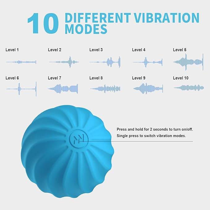 2.3" Mini Electric Vibrating Massage Ball, 10-Speed Vibrating Foam Roller for Relieving Muscle Tension & Soreness, and Promoting Blood Circulation Before & After Exercise (Blue)