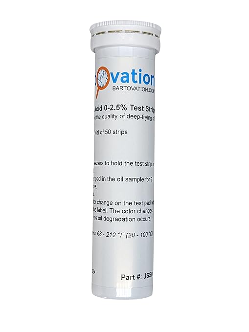 Frying Oil Quality Test Strips, Low Range Free Fatty Acid (FFA) 2.5% [Vial of 50 Test Strips]
