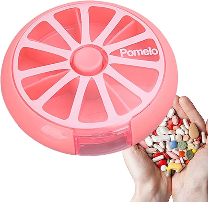 Weekly Round Pill Box - Round Weekly Pill Storage Box, Weekly Pill Organizer, Fruit-Shaped Design Storage Supplies for, Candy, Pills, and Other Items