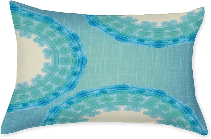 XISUNYA Decorative Bedding Sheet Set Twin Size, Aqua Deep Pockets Fitted Sheet & 2 Pillowcases Set(No Flat Sheet), Tie Dye Mandala Ombre Image Circles Indian Print Microfiber 3pc Bed Sheets Set