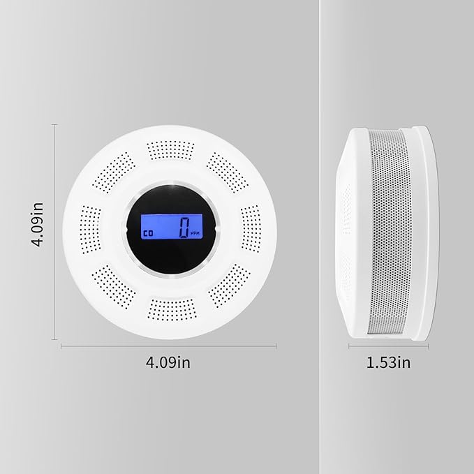 Smoke and Carbon Monoxide Detector, 2-in-1 Photoelectric Carbon Monoxide Detectors Smoke Alarm with LED Indicator, Easy Installation for Home, Bedroom, RV, Garage