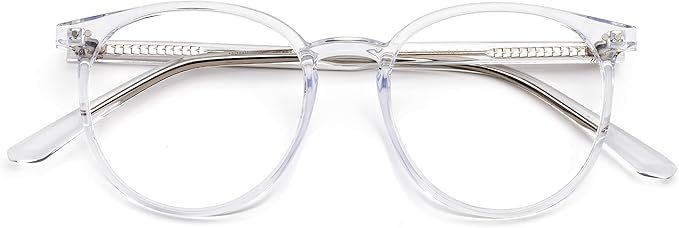 Blue Light Blocking Glasses for Women and Men, Round Frame Computer Gaming Anti Eyestrain & UV Glare RF6213 (Clear)