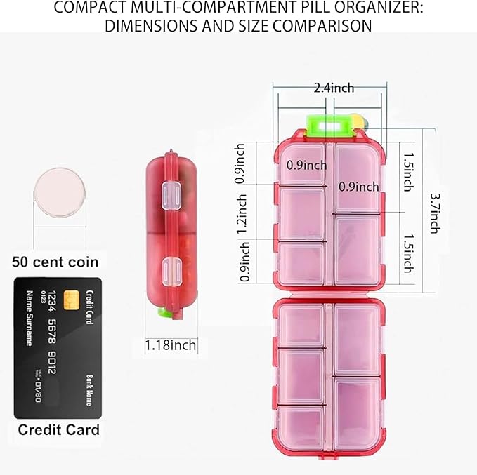 Pill Organizer With Medicine Labels - 7 Day Travel Daily Container, Mini Medication Storage Case, White With 161 Labels
