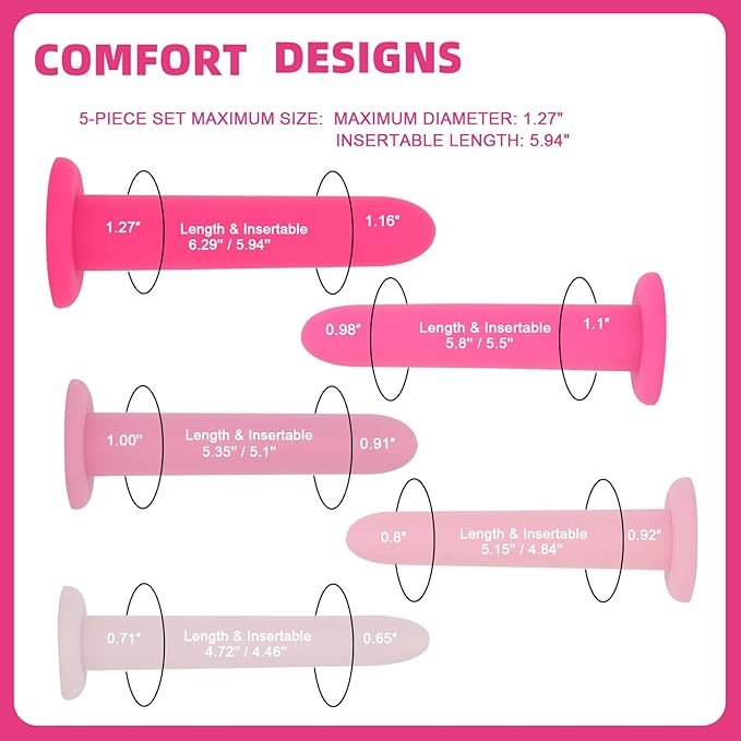 Silicone Pelvic Floor Muscle Exerciser Trainer Set - 5 Kit System (Small Set)