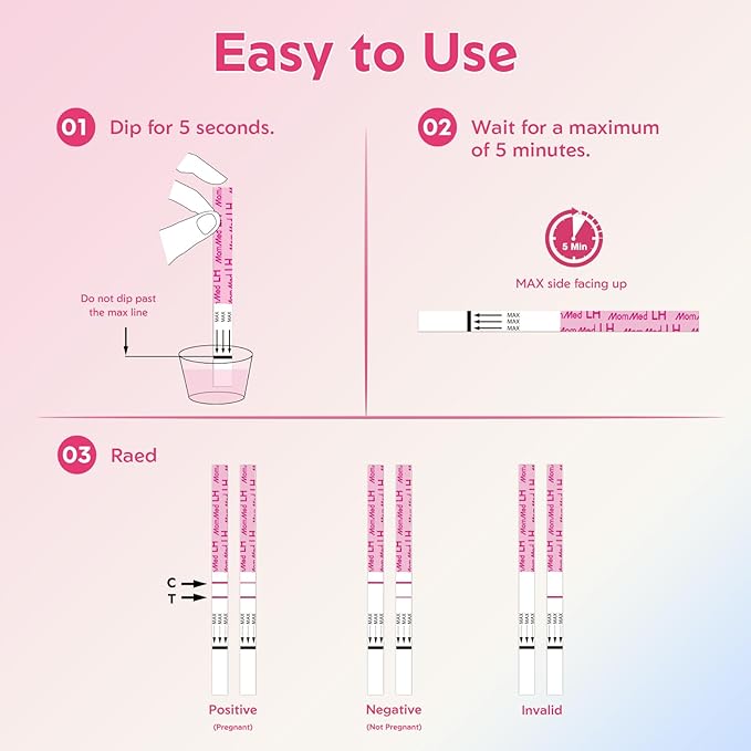 MomMed Ovulation Test Strips, 50 LH Ovulation Predictor Kit with 50 Collection Cups, Accurately Track Ovulation Test, High Sensitivity Result for Women Home Testing