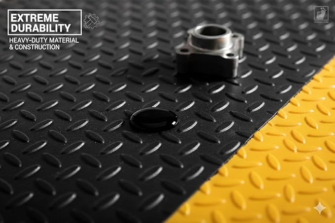 Tapetes Niva® Anti Fatigue Mat, Diamond Plate Non-Slip Finish, Foam Interior. for Profesional Kitchen, Garage or Industrial use, (Black, 36" L x 24" W x 0,82" Th)