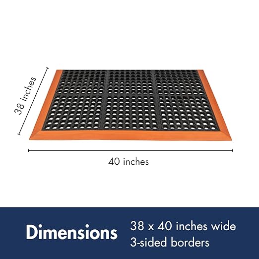 NoTrax Safety Stance Rubber Non Slip Drainage Mat - Yellow/Black 38" x 40" Heavy-Duty Anti Fatigue Mats with 3 Sided Beveled Edges and Ergonomic Support - 549S3840YB