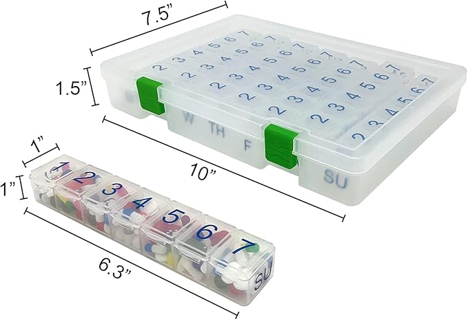 e-Pill 7 Times a Day x 7 Day Clear Weekly Pill Organizer, Vitamin, and Medicine Pillbox with Clear Case