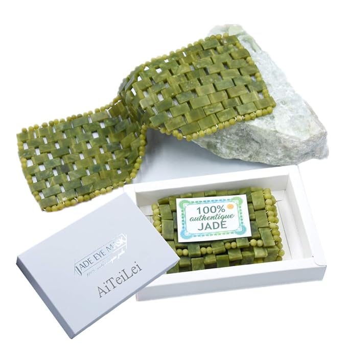 Natural Jade Eye Mask Anti-Aging Facial Sleeping Eye Mask Hot or Cold Therapy Blindfold for Puffy Eyes, eye masks for dark circles and puffiness Massage Tool