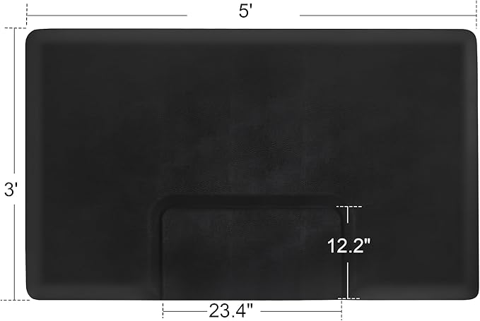 BarberPub Anti-Fatigue Salon Floor Mat for Square Base Chair, PU Comfort Rectangle Barber Standing Mat for Hair Styling, Professional Large-Scale Beauty Salons 0095 (3' x 5' x 5/8")