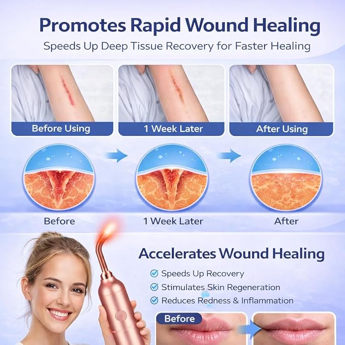 Handheld Red Light Therapy for Skin Appearance, for Muscle Relaxation, Joint Comfort, and Wellness for Knee, Portable 660nm 810nm 850nm 940nm Infrared Light with Dual Modes and Detachable Tip