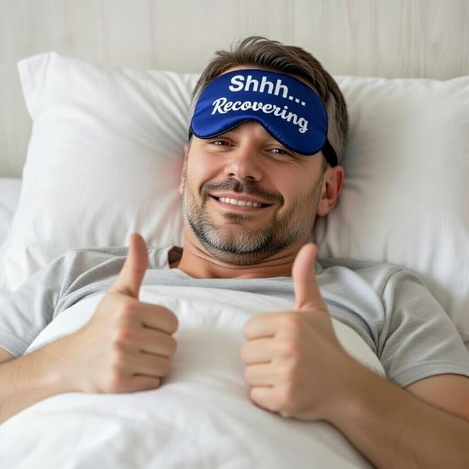 Shhh... Recovering Ultra-Soft Sleep Mask for Men & Women – Light Blocking Eye Mask for Patients – Get Well Soon Sympathy Gift – Perfect After Surgery Recovery Gift for Family & Friends