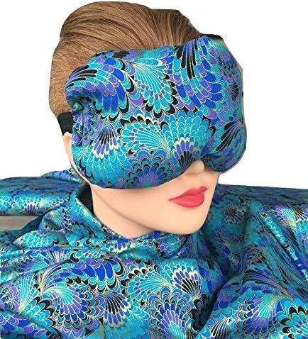 Eye Mask Lavender Eucalyptus, Sinus, Herbal Pack, Hot Cold Pack, Heat Wrap,Organic, Flax Seed, Microwave Therapy, Sleep Mask, Yoga Meditation Eye Pillow, Peacock