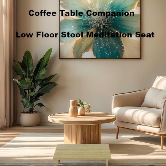 Solid Wood Chair, Japanese Tea Chair for Meditation Floor Seat, Ergonomic Bench (Set of 2)