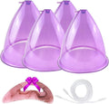 Buttock Vacuum Cups 210ML &180ML,Vacuum Therapy Cupping Machine Accessories, 9.4inch & 8.26inch XL Suction Cups for Butt Massage with Y-Hose & Gua Sha Board, 2 Pairs (Purple)
