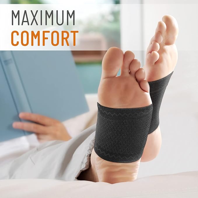 Copper Arch Support for Plantar Fasciitis. 2 Half Socks/Sleeve Compression Brace for Women and Men. Orthotics Feet Pain Aid Fit for Flat/High/Fallen Arches (Copper Arch Black)