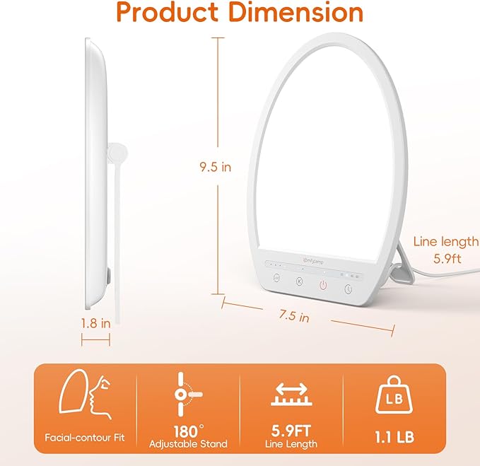 Comfytemp Light Therapy Lamp, Up to 16,000 Lux Sunlight Daylight Lamp with Touch Control, 4 Brightness & 3 Color Temperature, Birthday Gifts for Men Women Her, for Home Office Working Use