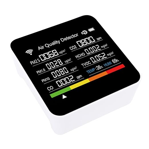 Zunate 14 in 1 Air Quality Detector, Professional Indoor Monitor with PM2.5 VOC Sensor, Smart WiFi Enabled Portable Tester for Temperature and Humidity Tracking