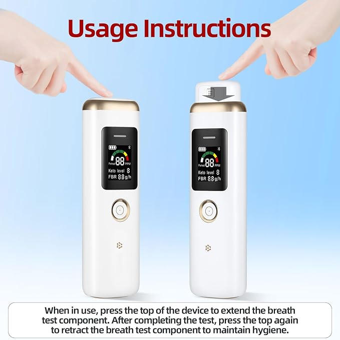 Ketone Breath Monitors for Ketosis Tracking - Ketone Monitoring Breath Analyzer Ketosis Tester | Portable, Professional-Grade Ketone Breath Meter - Accurately Monitor Ketonsis in Your Breath