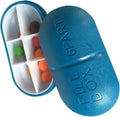 Healifty Oval Medicine Holder 6 Sections for Individual Compact Easy to Carry Dark Blue