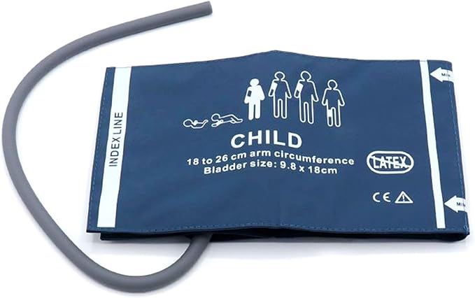 Blood Pressure PU Cuff with 35cm Single Tube for Pediatric Child 18-26 cm, Reusable Replacement NIBP Cuff with Inner Airbag for BP Monitor Machine