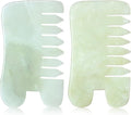 BBTO 2 Pcs Jade Comb for Scalp Massage Gua sha Comb for Head Body spa Hair Multifunctional Handheld Massage Tools(Classic Style)