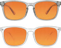 2 Packs Professional Sleep Glasses with 98.7% Blue Light Blocking Dual AR Coatings Amber Lens, Computer Gaming Glasses for Men Women, Anti Fatigue & Eye Strain