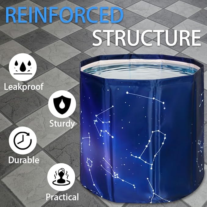 Sincat Portable Foldable Ice Bath Tub, Large Portable Bath Tub for Adults, Suitable for Outdoor Gym, Easy to Assemble Collapsible Bathtub, Ice Bath, Family Bathroom SPA Tub(31.5 in Gradient Blue)