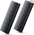 Large Pill Organizer 2 Pack, Easy-Open Weekly Pill Organizer, XL Daily Pill Organizers, 7 Day Medicine Pill Organziers, Medicine Box 7 Day for Large Vitamin Supplements (Double Black)