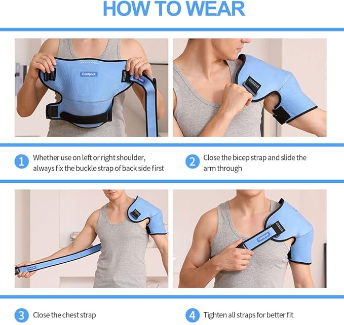 3D XL Shoulder Ice Pack Wrap, Shoulder Brace with Ice Pack Hot Cold Therapy for Sports Injuries, Bursitis, Tendinitis, Surgery Recovery, Rotator Cuff Arm Pain Relief