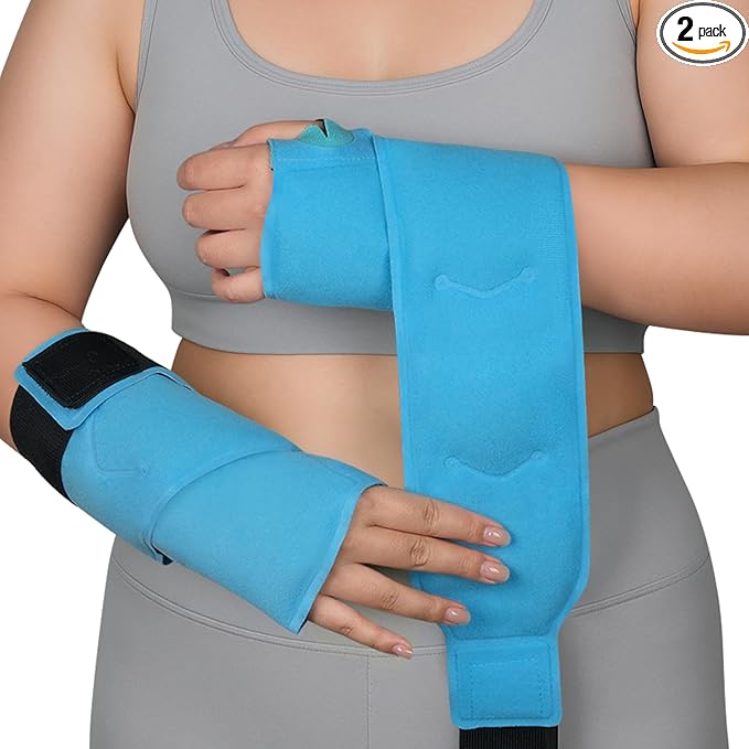 REVIX 24" Extra Long Wrist Ice Pack Wraps for Carpal Tunnel (2-Piece Set), Reusable Gel Hand Ice Packs for Wrist & Forearm Discomfort, Extended Coverage, Gel Pack with Hot & Cold Compressiom Therapy