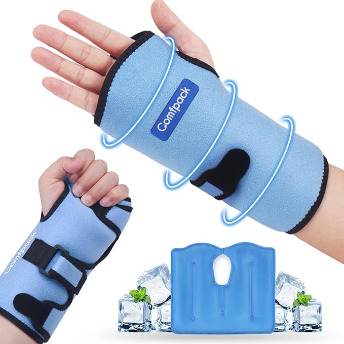 Wrist Ice Pack Wrap for Carpal Tunnel Relief, FSA Eligible, Gel Ice Pack for Injuries Reusable for Hand Pain Relief, Hot Cold Compression Wrist Brace for Surgery Recovery, Gift