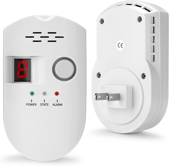 Natural Gas Leak Detector, Plug-in Propane Natural Gas Detector for Home Kitchen RV, Combustible & Explosive Gas Alarm for LPG, LNG, Methane (AC Power)