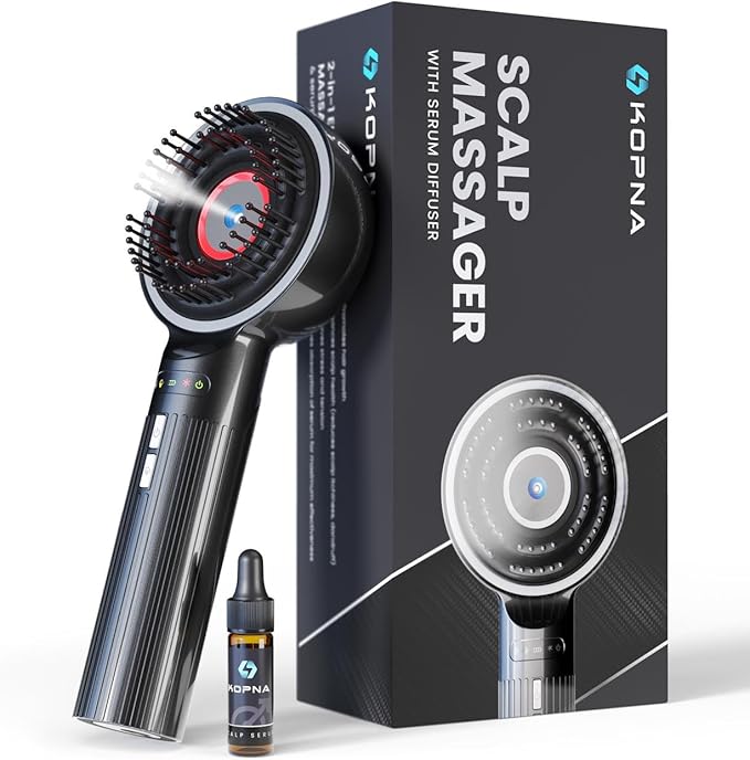 2-in-1 Electric Scalp Massager with Nano Mist Serum Applicator, Waterproof Rechargeable Head & Scalp Massage Brush with Moving Massage Teeth for Relaxing Scalp Care and Hair Care Routine